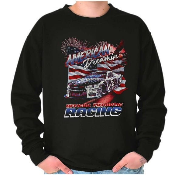 American Dreamin Patriotic Racecar Men's Crewneck Sweatshirt Brisco Brands S