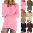 thumbnail image 2 of Tumotour Long Thermal Sweaters For Women For Leggings Dressy Solid Color V-Neck Long Sleeve Fall Tunic Blouse Winter Shirt Warm Pullovers Sweater, 2 of 7