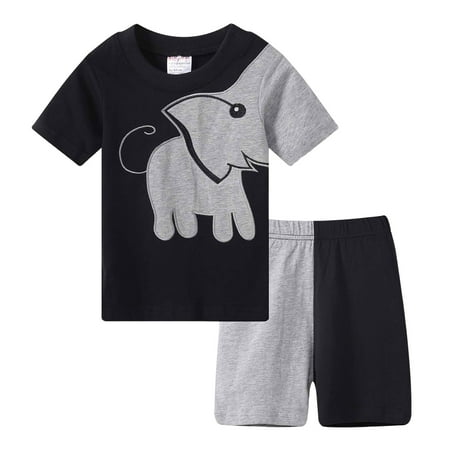 Baby Boy Girls Toddler Summer Outfit Waffle Striped Sleeveless T-shirt Elastic Waist Shorts 2 Piece Short Set Gift Dailywear Set (4-5 Years Gray) Boys Summer Top+Shorts Set