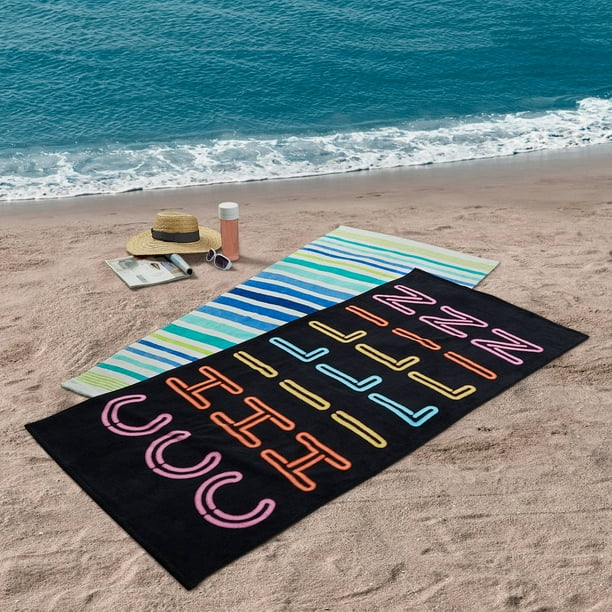 Mainstays 2Pack QuickDry Cotton MultiColor Beach Towels, Stripe