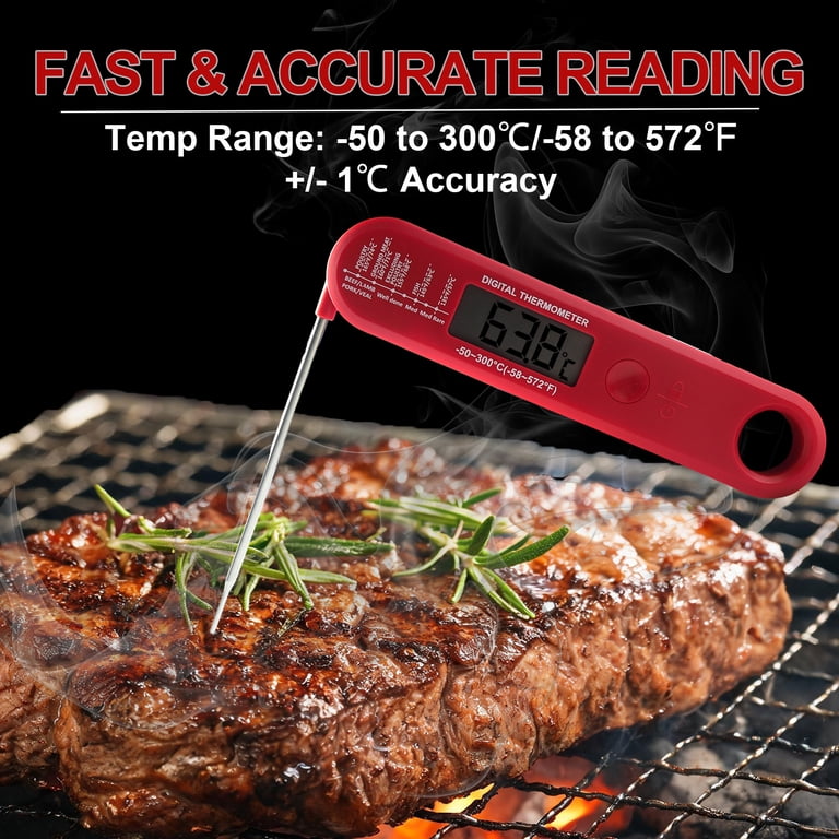 Agcan Digital Meat Thermometer, Foldable Probe Red photo 3