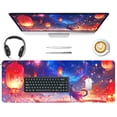 thumbnail image 2 of WISHTIME Desk Mat, Large Mouse Pad 31.5x11.8 Inch XL Extended Gaming Mouse Pad Mat with Non-Slip Base Stitched Edges Mousepad for Computer, Office, Keyboard and Laptop ,Beautiful Lantern, 2 of 7