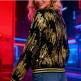 thumbnail image 4 of Erwazi Womens Sequin Zip Up Jacket Trendy Sparkly Lightweight Jacket Party Outerwear, 4 of 8