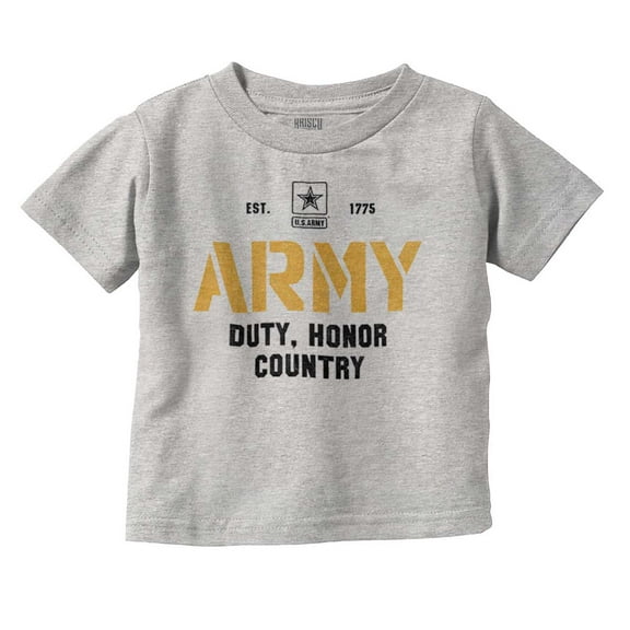 US Army Est 1775 Duty Honor Country Toddler Boy Girl T Shirt Infant Toddler Brisco Brands 12M