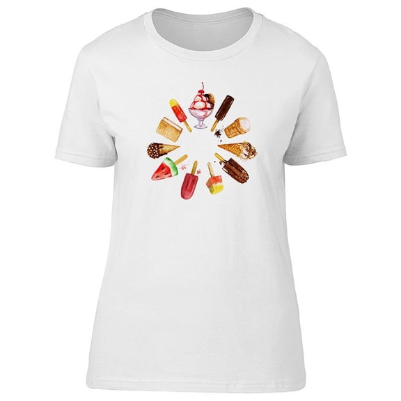 Ice Cream Mix Watercolor T-Shirt Women -Image by Shutterstock, Female Small