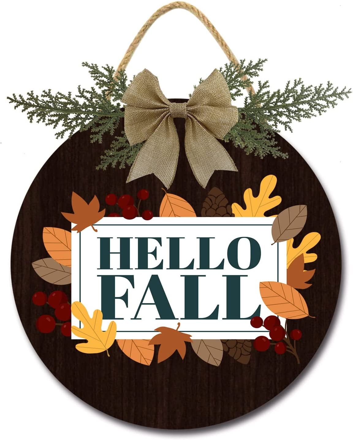 Eveokoki 12" Hello Fall Signs for Front Door Farmhouse Porch