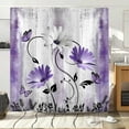 thumbnail image 2 of Rustic Farmhouse Shower Curtain for Bathroom, Farm Teal Daisy Floral Flowers and Butterfly on Country Wooden Bath Curtains, Turquoise Purple Fabric Bathroom Decor Set with Hooks 72x84, 2 of 6