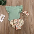 thumbnail image 6 of GRNSHTS 3Pcs Newborn Baby Girl Summer Clothes Short Sleeve Romper + Shorts + Headband Outfits, 6 of 13