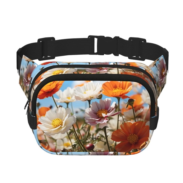 Balery Vibrant Field Of Blossoms Mochila Cinturón para Mujeres y Hombres, Bolsa de Cintura Impermeable de Doble Capa con Correa