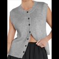 thumbnail image 1 of Chaleco Tipo Suéter para Mujer, -Verano 2025, Informal, Ligero, de Punto, Sin Mangas, con Botones, Ropa de Moda. Gris L, 1 of 7