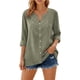 thumbnail image 4 of Craaazy Women's Casual V Neck Blouse, Solid Color 3/4 Sleeve Lace Detail Top, Loose Fit Comfy Button Down Shirt for Daily Wear Gifts, 4 of 7