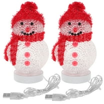 2pcs Christmas LED Snowman Desk Lamps with Red Hats, Decorative Bedside Lights for Living Room and Bedroom Home Decor