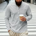 thumbnail image 1 of pstuiky Camisas de manga larga abrigadas para hombre, Camisa informal de sarga de color liso con cuello alto y bolsillos abotonados para hombre salir tops l, 1 of 8