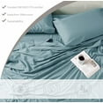 thumbnail image 2 of Pacific Cotton 300SATIN-AZUR-QU 300 Thread Count Sateen Sheet Set&#44; Azure - Queen Size, 2 of 6