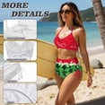 thumbnail image 6 of DISNIMO Bikini Set for Women Watermelon Print Two Piece Swimsuit Twist Front V Neck Swimwear High Waisted Bathing Suit Tummy Control Summer Beach Swim Bathing Suits, 2XL, 6 of 7