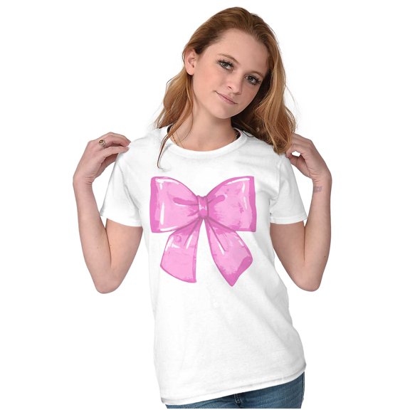 Cute Coquette Aesthetic Pastel Bow Womens Slim Fit Graphic Tee Brisco Brands S