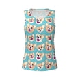 thumbnail image 4 of Xecao Cute Corgi Head print women's scoop neck, loose-fit workout tank tops for the gym., 4 of 9