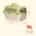 thumbnail image 3 of Oodles 24" Plastic Travel Pet Kennel with Clip On Bowl, Green, 3 of 11