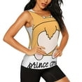 thumbnail image 2 of Xecao Prince Corgi Dog print women's scoop neck, loose-fit workout tank tops for the gym., 2 of 9