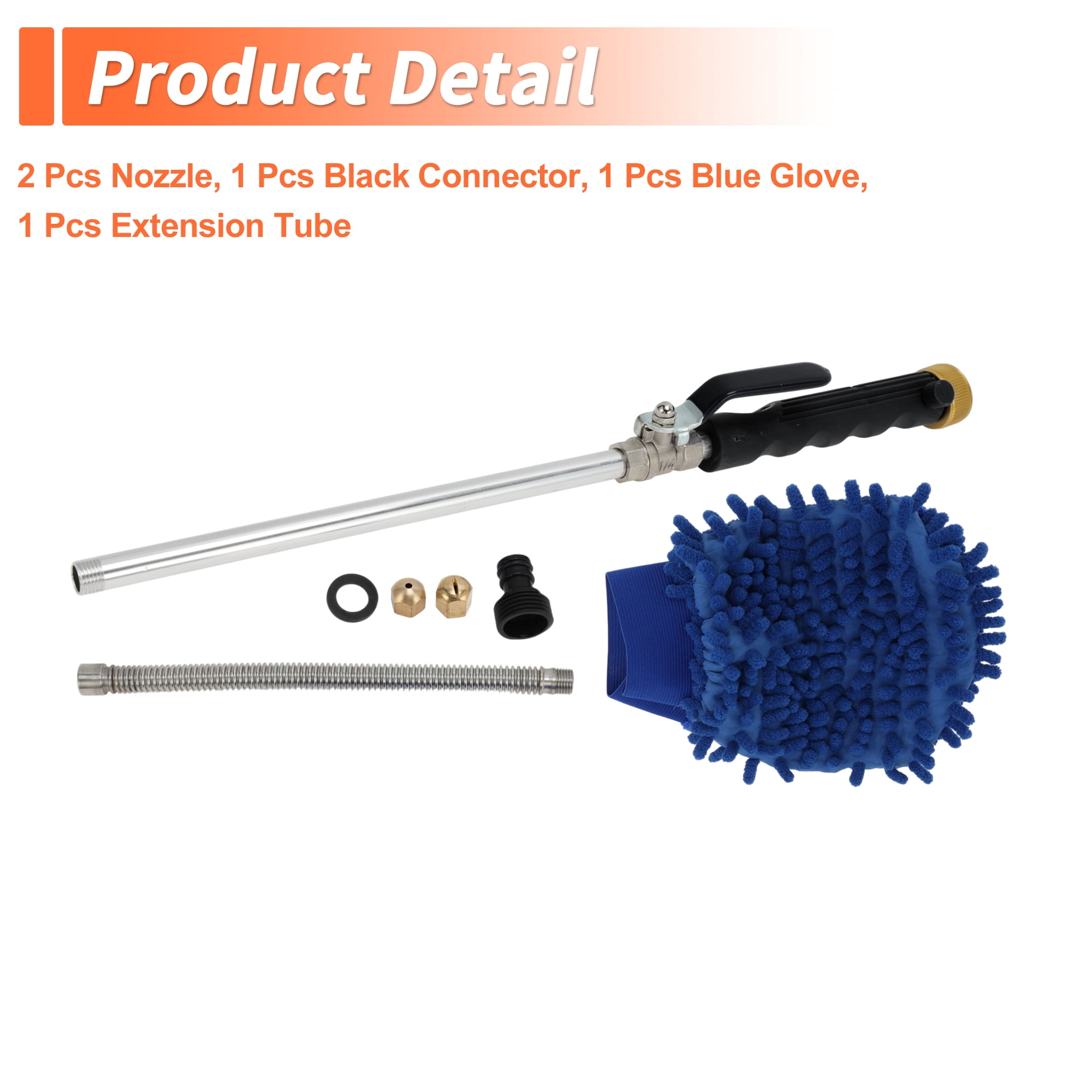 Unique Bargains Heavy Duty Water Hose Nozzle High Pressure Car Garden Hose Nozzle Adjustable Hand Sprayer for Gardening Vehicle Outdoor Washer Pet Showering Aluminum Alloy Copper TPR Black 1 Pc