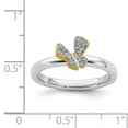 thumbnail image 5 of 925 Sterling Silver Stackable Expressions Gold-plate Butterfly Diamond Ring Size: 7; for Adults and Teens; for Women and Men, 5 of 5