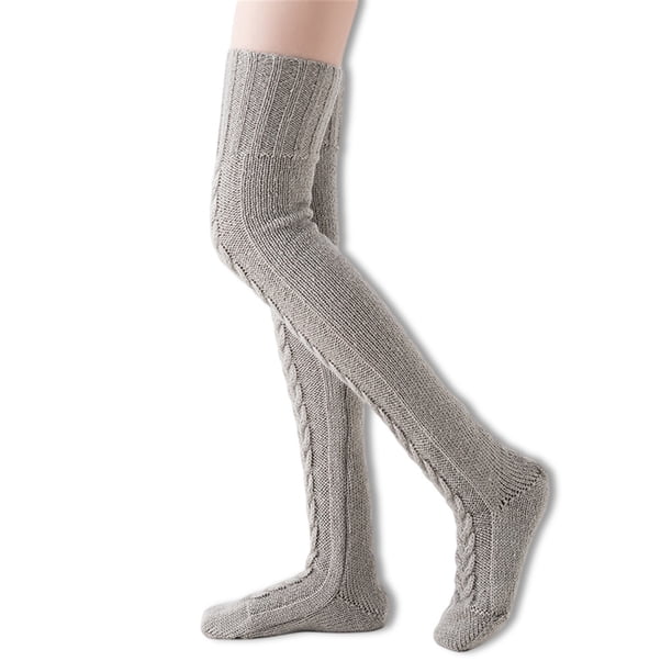 1 par de medias de punto de Color sólido, calcetines altos Keen, calentadores de piernas para mujeres, zapatos, accesorios, medias bonitas de Prendas para la parte inferior del cuerpo Gris oscuro Sonducket AP004203-05B