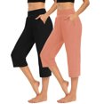 thumbnail image 2 of Chbgutlmr Pants for Women 2pc Capris Mid Waisted Cropped Athletic Summer Casual Loose Trousers Pockets, 2 of 9