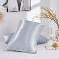 thumbnail image 3 of PULLIMORE 2 Pcs Silk Stain Pillowcase Pillow Case Cover Standard King Queen Cushion Covers for Hair and Skin (King, 20 x 40 inch, Gray), 3 of 10