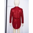 thumbnail image 6 of Manyakai Boys Sequin Tuxedo Jacket Tailcoat Dress Coat Christmas Party Suit Burgundy 6, 6 of 6