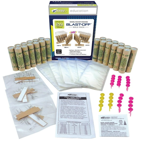 Estes Blast-Off Flight Pack - 24 Assorted Model Rocket Engines - Includes A8-3, B6-4, C6-3, and C6-5 (1672)