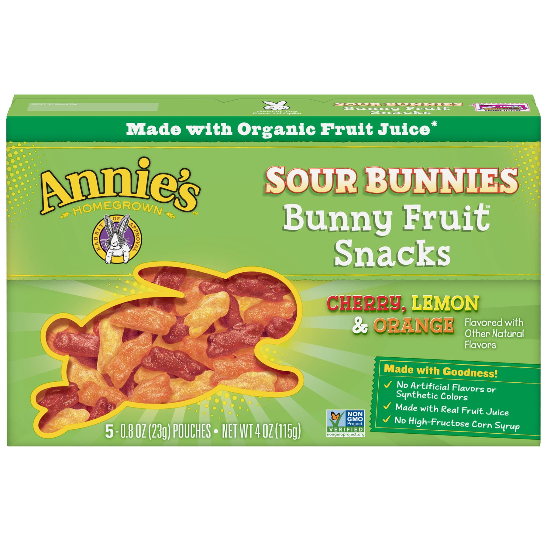 Annie's Sour Bunnies Fruit Snacks, 0.8 OZ - Walmart.com - Walmart.com