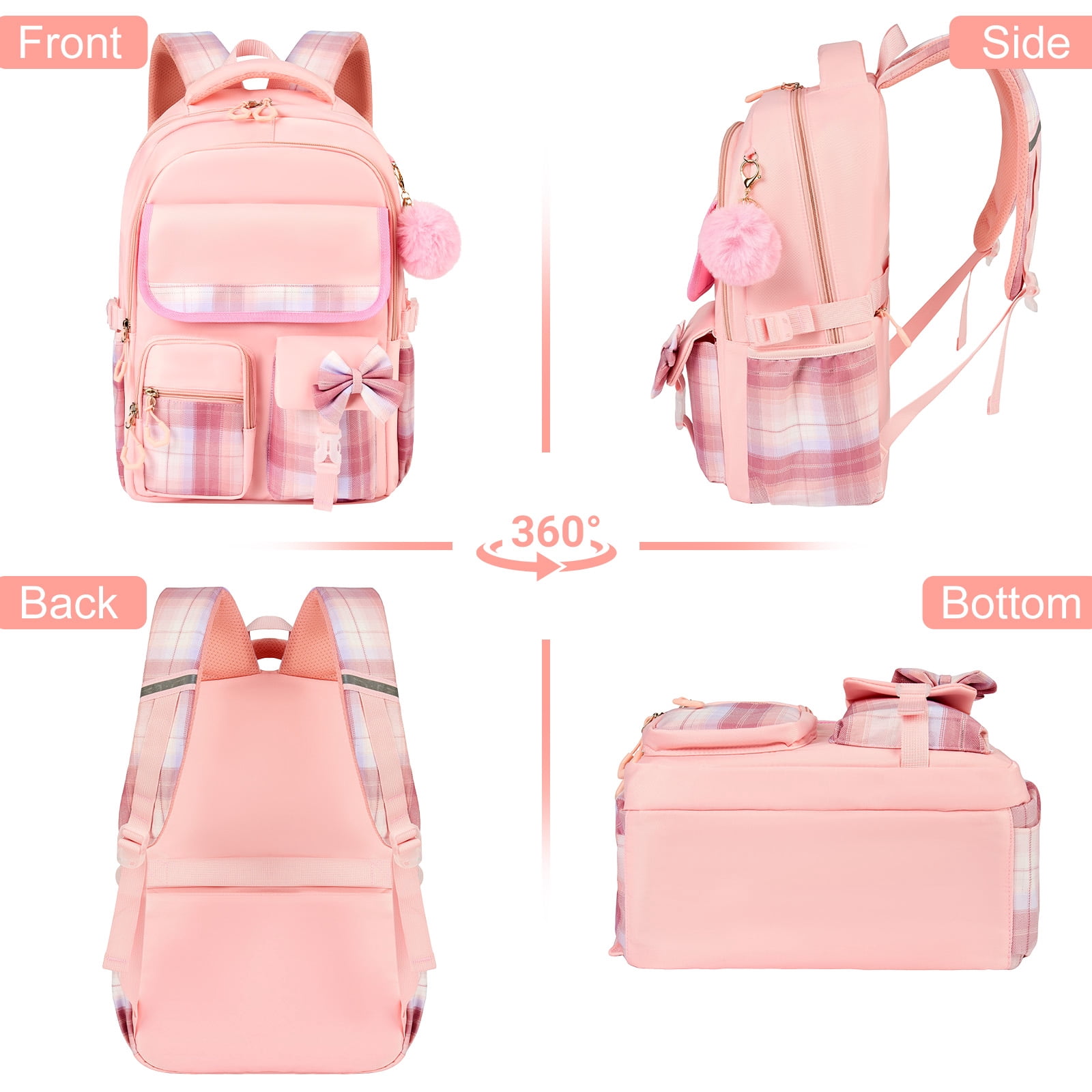 Gynky Backpack for Ages 4-12, Cute School Bag for Elementary & Middle School - Pink, Great as a Back to School Gift