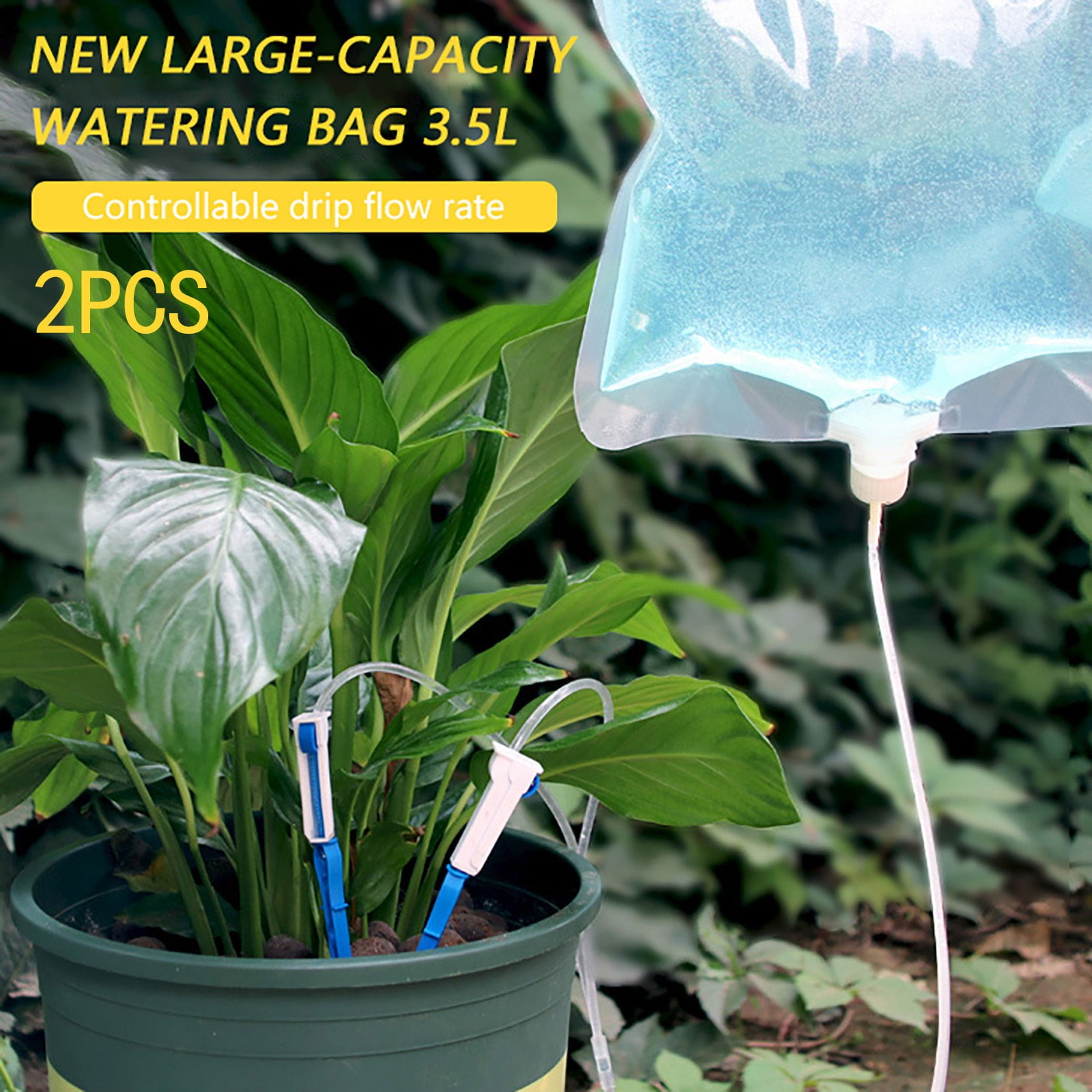 Bag Drip Watering System Automatic Drip Irrigation Kits for greenhouses with Bag Self Watering System for Plants Outdoor with 3.5L Water Bag and regulating Valve for Vacation Plant Watering 1pcs