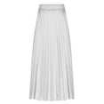 thumbnail image 6 of SBYOJLPB 2024 New Products！Women's Plain Satin Pleated Skirt Large Versatile Skirt White 16(XXXXL), 6 of 6