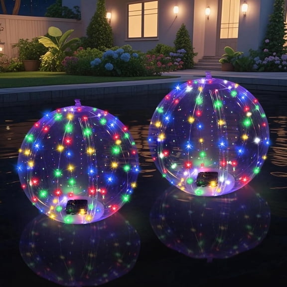 Slssqhz Floating Pool Light Ball Shape Inflatable Solar-Powered Waterproof 13 Inch