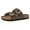 Dark Brown, variant on Pennysue Women's Cork Footbed Slide Sandals Off-White Adjustable Buckle Slipper Shoes with Arch Support 10M