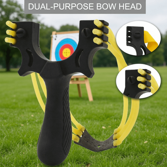 Runzkzy Outdoor Hunting Dual Purpose Bow Head Slingshot No Tie Fast Catapult