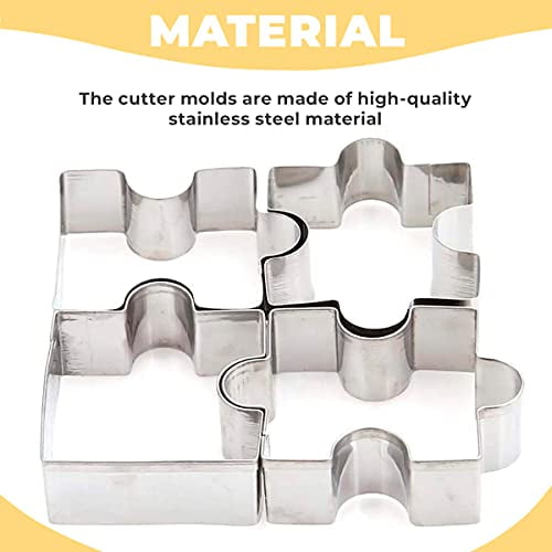 4PC Puzzle Shape Cookie Mold Cutter Fondant Cake Decorating Tool Stainless Steel 