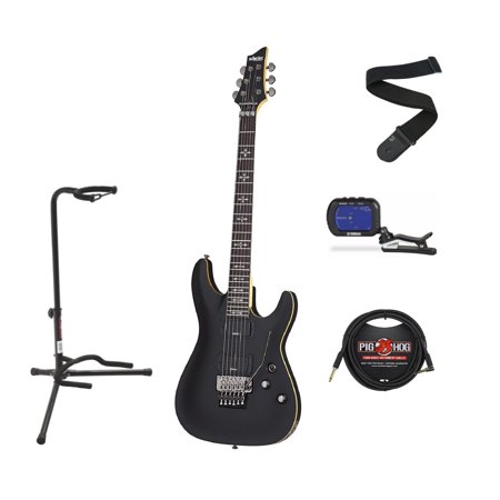 Schecter Demon-6 FR Electric Guitar in Aged Black Satin Bundle with Accesories