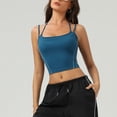 thumbnail image 7 of Bras for Women, Women's Sports Crop Top with Removable Padding, Black and White Trim, Square Back Design Blue S, 7 of 7