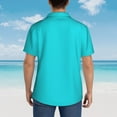thumbnail image 6 of Fotbe Aqua Hawaiian Shirt For Men Unisex Summer Beach Casual Short Sleeve Cotton Linen Button Down Shirts-Large, 6 of 9