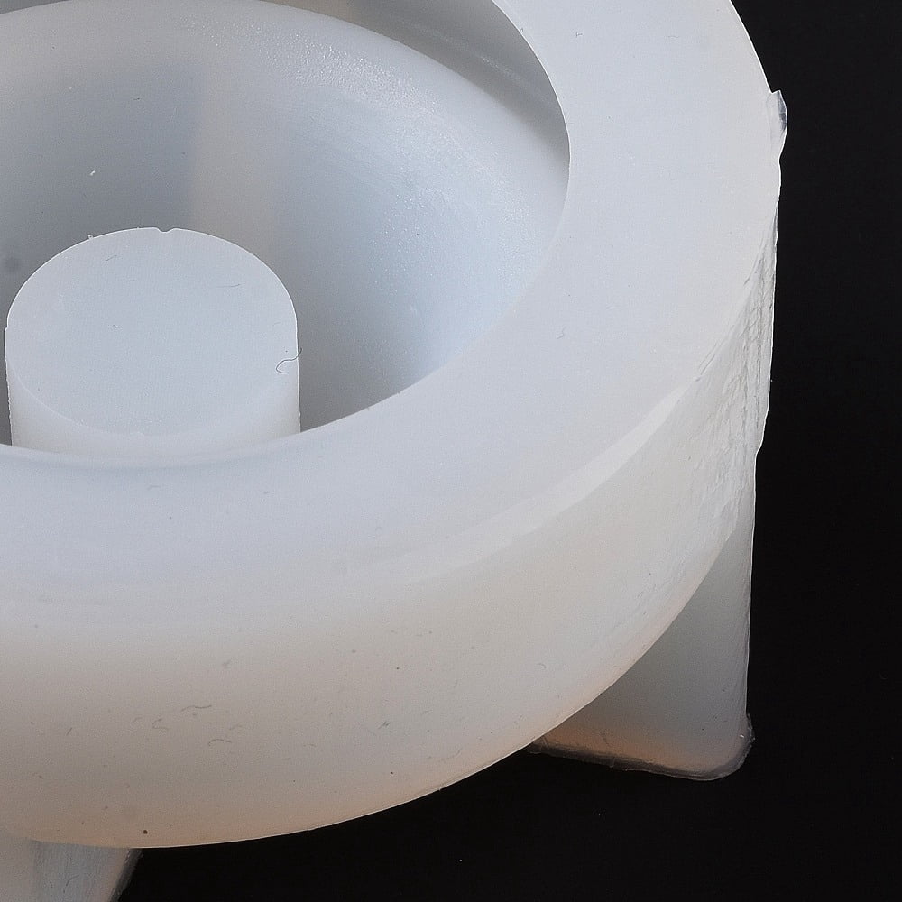2pc DIY Round Candlestick Silicone Molds Funny Beijing Hot Pot Shaped Candle Holder Molds for Resin Gesso Cement Craft Making White 9.5x5.7cm