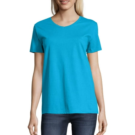 Women's Comfort Soft Short Sleeve V-neck Tee (Best Women's T Shirt Brands)