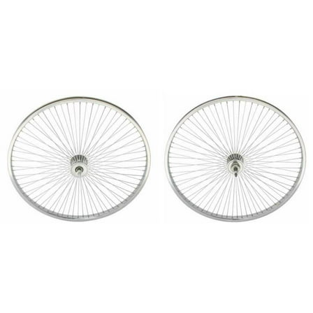 Chrome 26" 72 Spoke Wheel Set. Front and Rear Free Wheel
