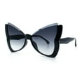 thumbnail image 4 of Womens Butterfly Upside Down Half Rim Plastic Oversized Sunglasses Black - Smoke, 4 of 8