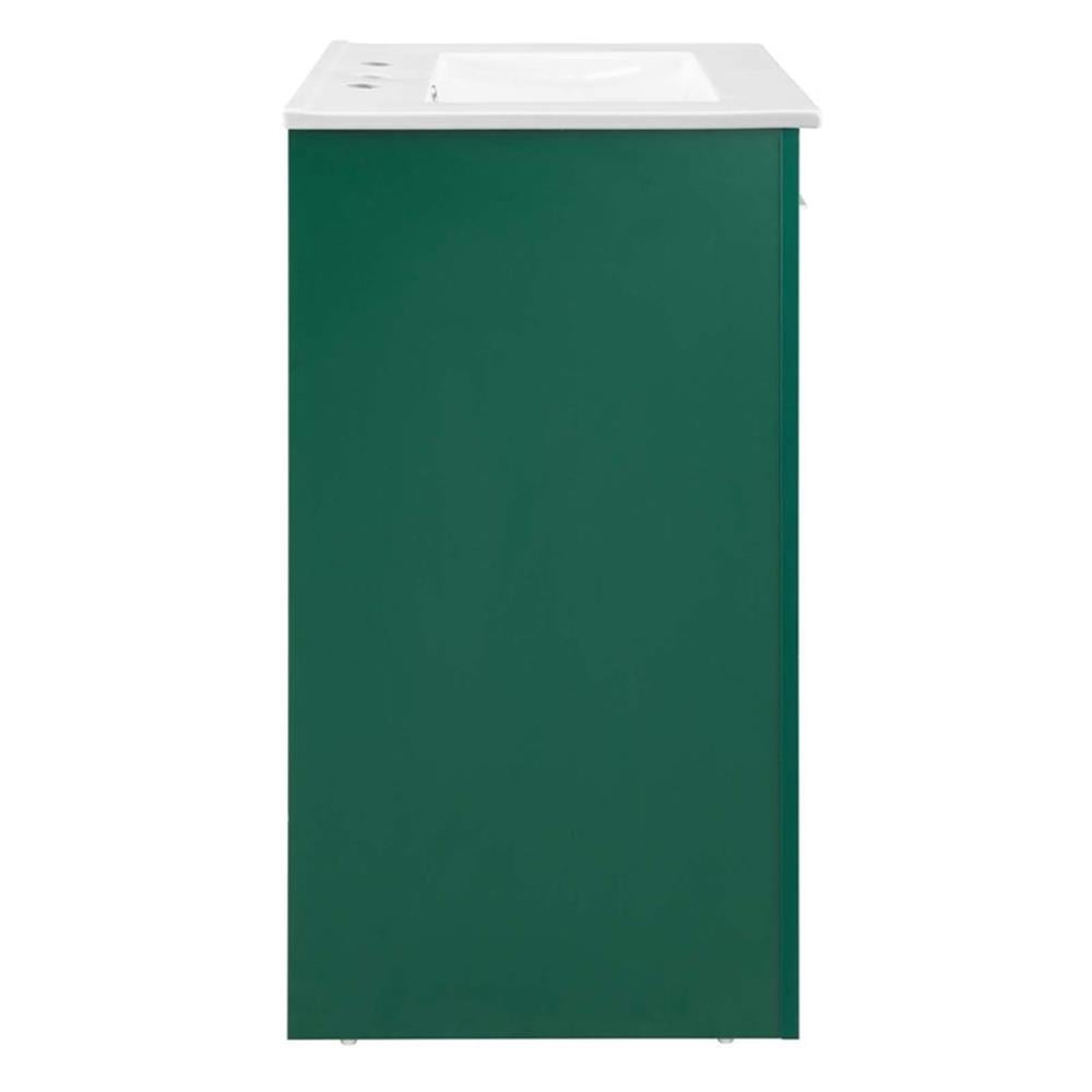 Modway Maybelle Modern Wood/Ceramic Bathroom Vanity in Green/White