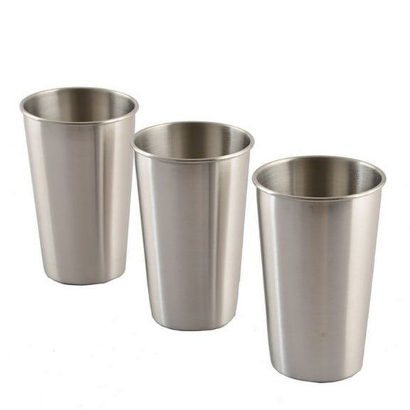 Stainless Steel Drinking Cups 500ml | 3-Pack Insulated Metal Tumblers for Beer Soda Water | Picnic Travel Home Use
