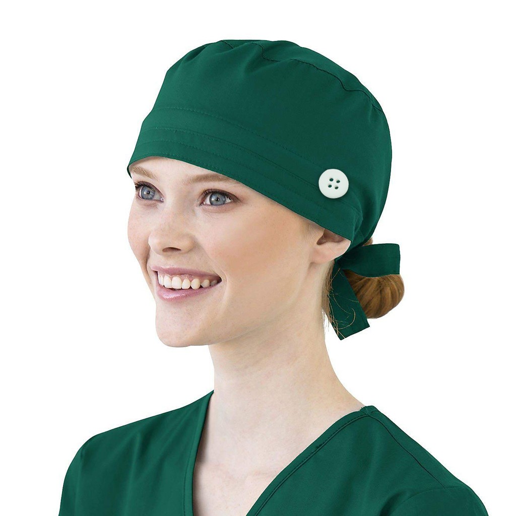 Women Men Cotton Bandage Adjustable Scrub Cap Sweatband Bouffant Hat