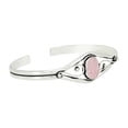 thumbnail image 2 of 925 Silver Plated Natural Rose Quartz Cuff Bangle Bracelet for Women – Handmade Open Bangle – Pink Gemstone January Birthstone Statement Jewelry – Gift for Her, 2 of 5
