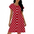 thumbnail image 3 of jtjvou Womens 2026 Summer Casual Swing Knee-Length Dress V-Neck Ruffle Sleeves Front Button Down with Side Pockets Red M, 3 of 6
